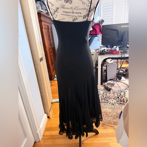 Vintage Betsey Johnson Black Maxi Dress with Floral Embroidery 100% Silk SOLD - Picture 5 of 11